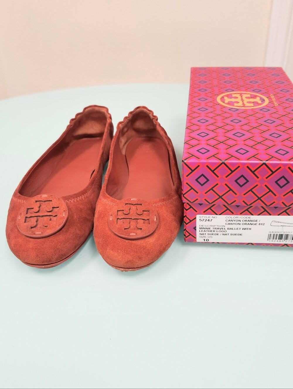 Tory Burch Orange Suede Reva Ballet Flats